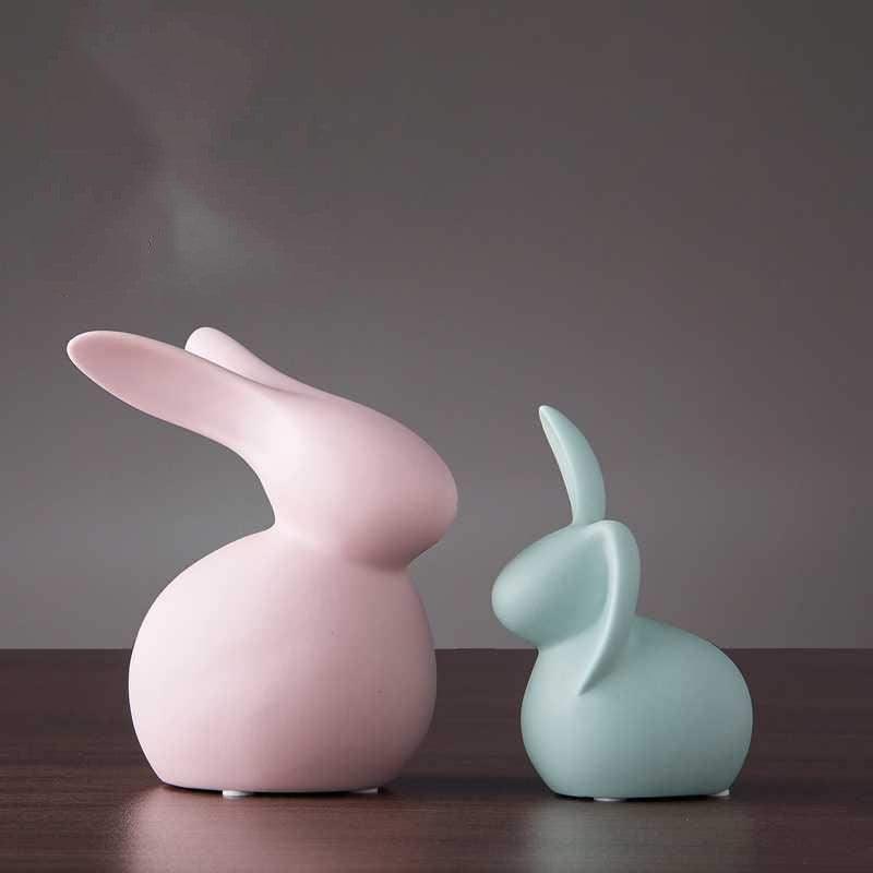 Macaron Ceramic Rabbit And Deer Figurines Ornaments