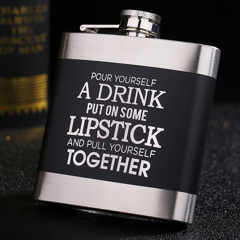 Black stainless steel metal hip flask