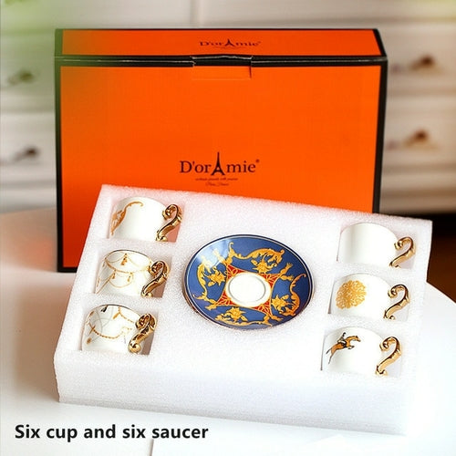 New Year Gift Turkish Style Luxury Ceramic Coffee Cups and Saucer Set