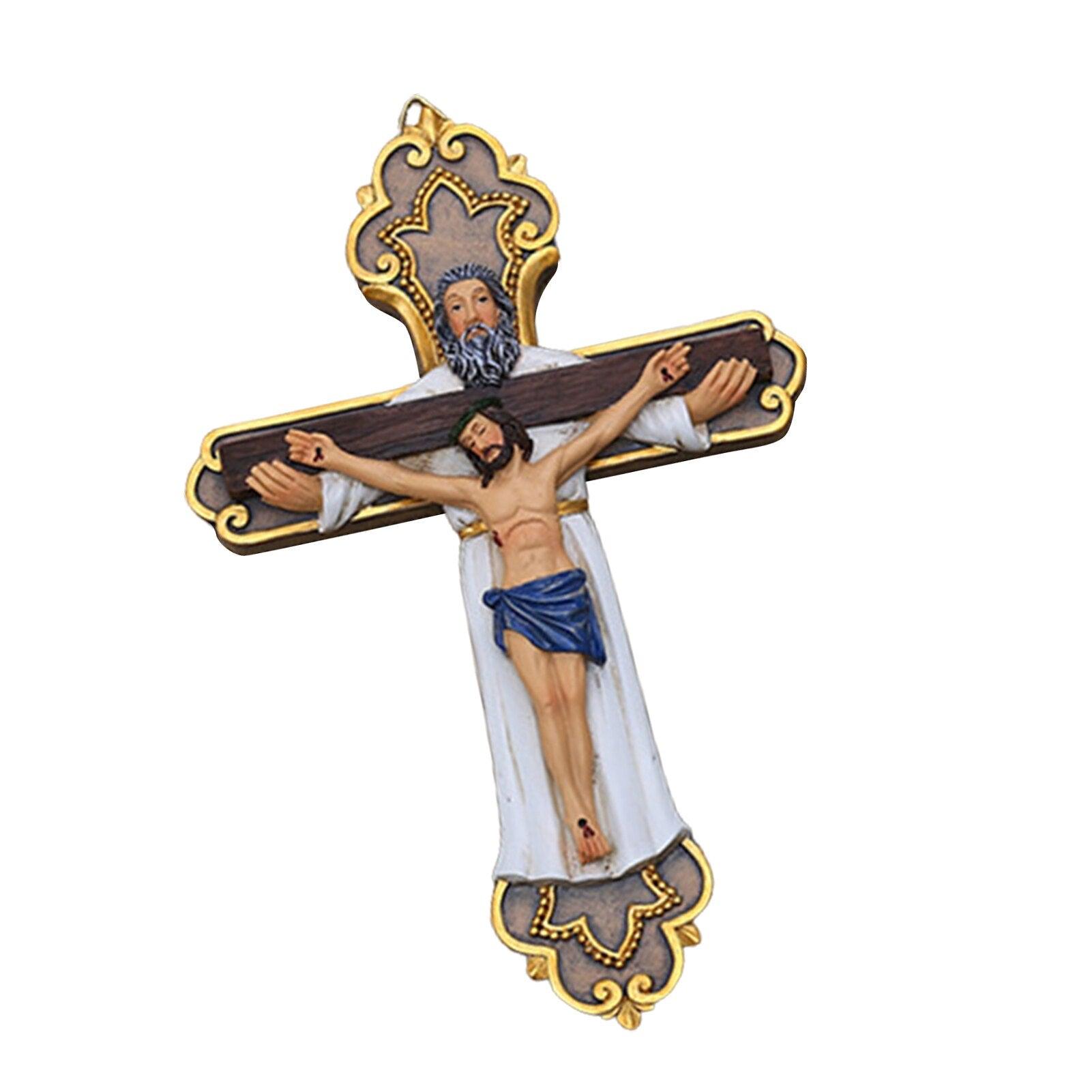 Jesus Decor Religious Divine Crucifix Statue Ornament Colored Catholic