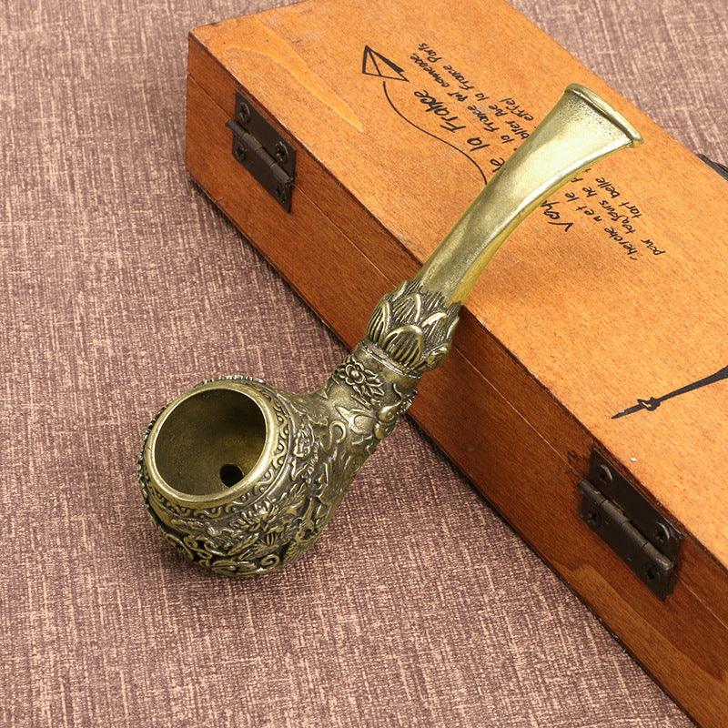 Antique Bronze Floral Pipe With Fish Pattern Every Year