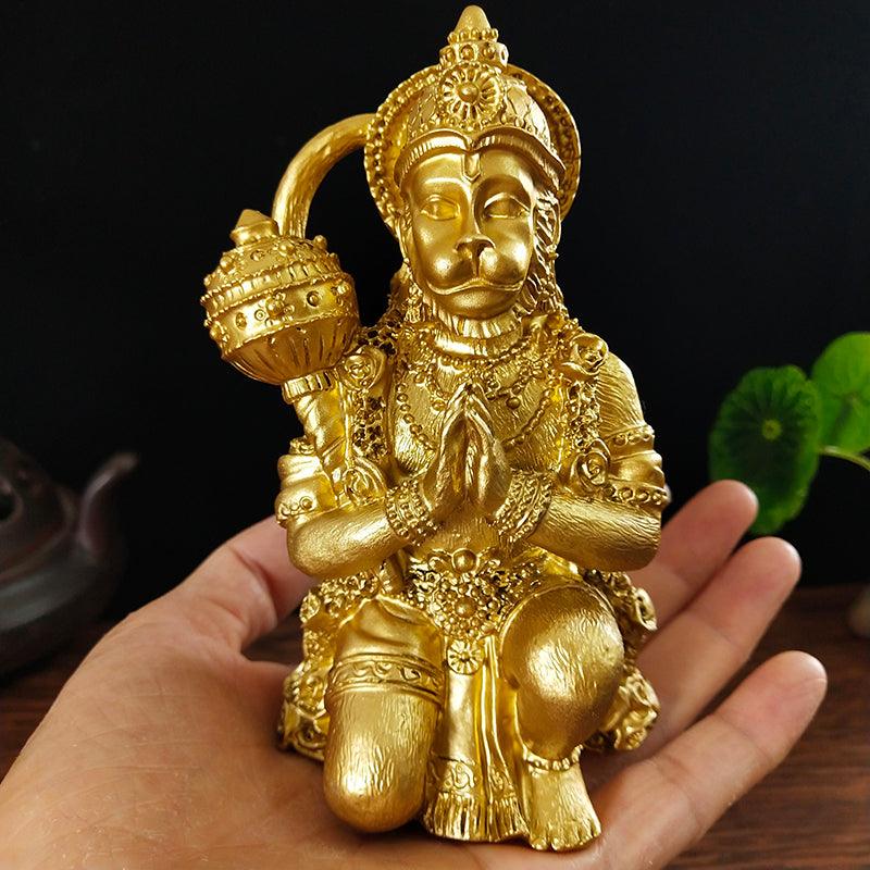 Golden Hanuman Statue Sculpture Big Resin Ornaments Hindu Monkey God