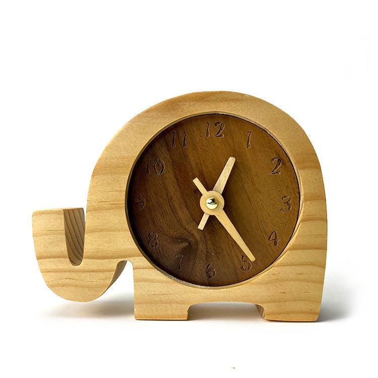 Student Wooden Small Pendulum Clock Bedroom Desktop Alarm Clock Bedside Ornaments