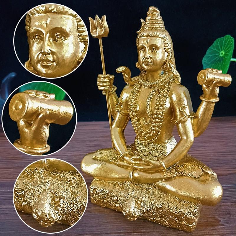 Golden Shiva Statue Hindu Ganesha Vishnu Buddha Figurine Sculpture