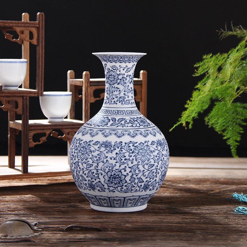 Pottery Classical Blue And White Vase Handicraft Ornaments
