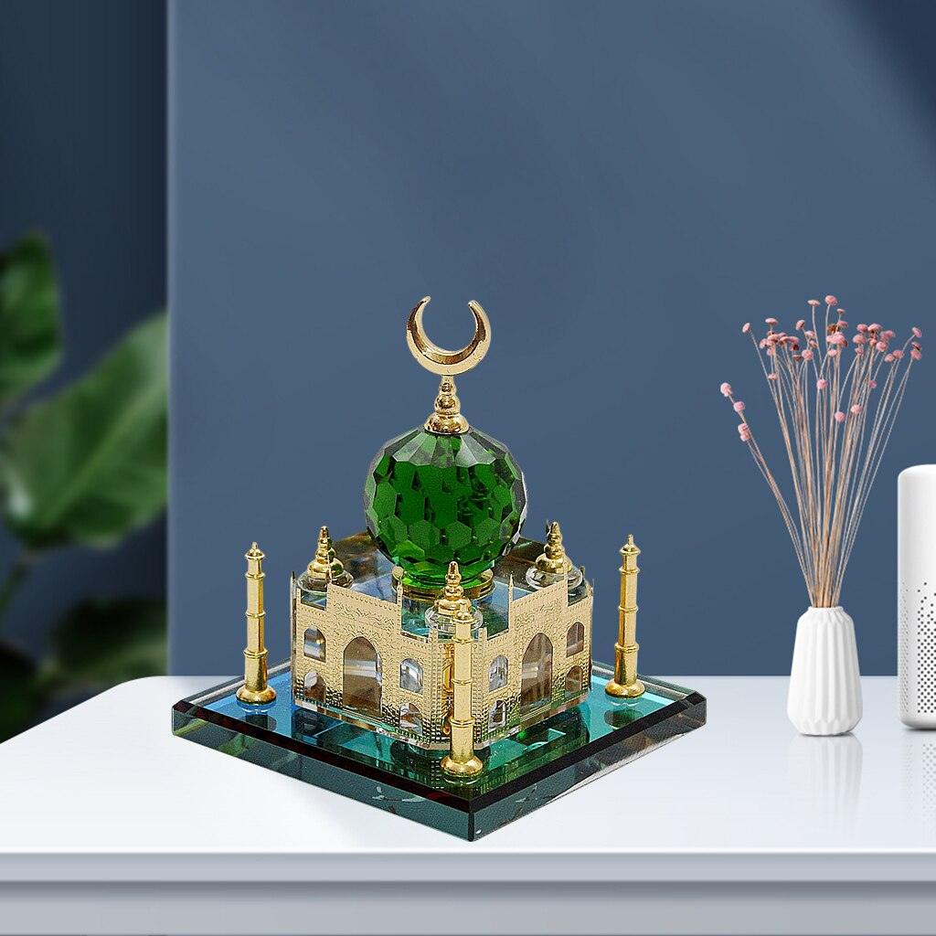 Taj Mahal Miniature Model Muslim Crystal Gilded Taj Souvenir Mosque
