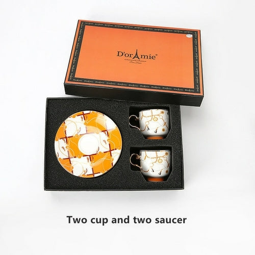 New Year Gift Turkish Style Luxury Ceramic Coffee Cups and Saucer Set