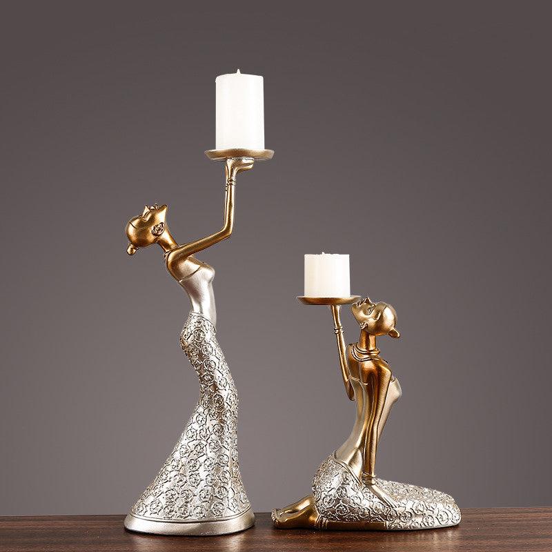 European Style Retro Beauty Candlestick Ornament Decoration