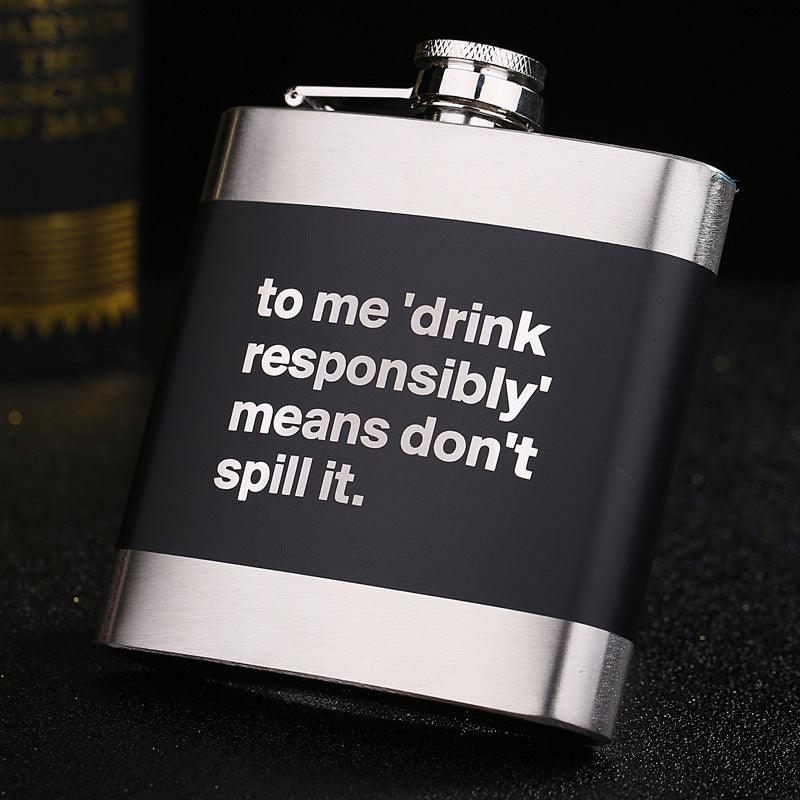 Black stainless steel metal hip flask