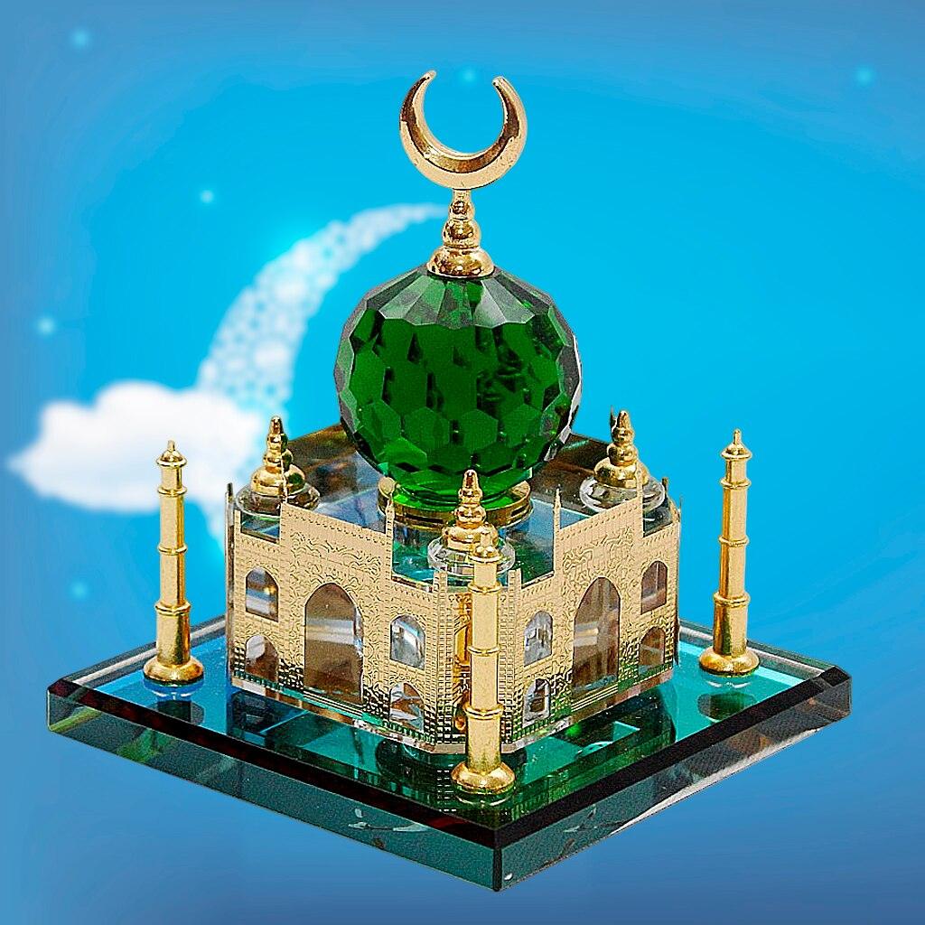 Taj Mahal Miniature Model Muslim Crystal Gilded Taj Souvenir Mosque