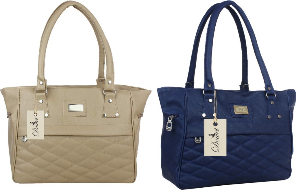 DowetWomen Beige, Blue Messenger Bag - Extra Spacious(Pack of: 2)