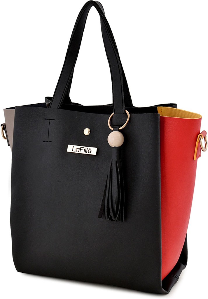 LaFilleWomen Black Hand-held Bag - Regular Size(Pack of: 2)