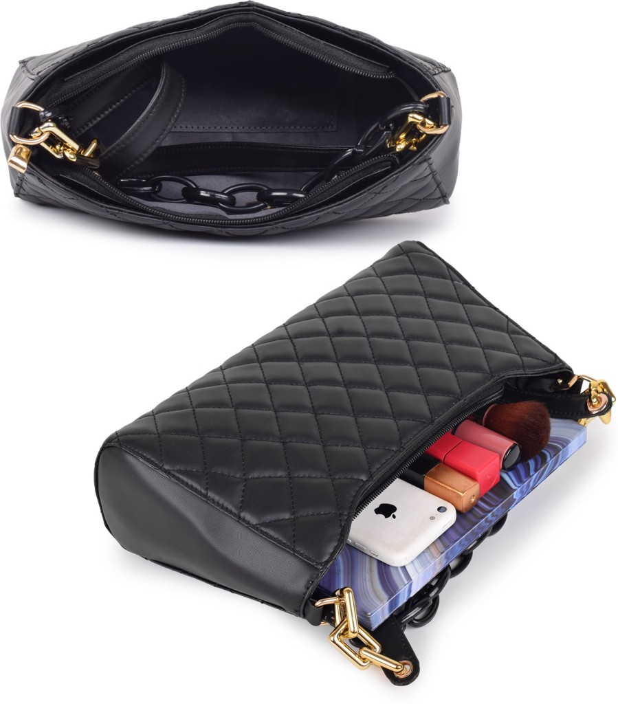 FOMMILWomen Black Shoulder Bag - Regular Size