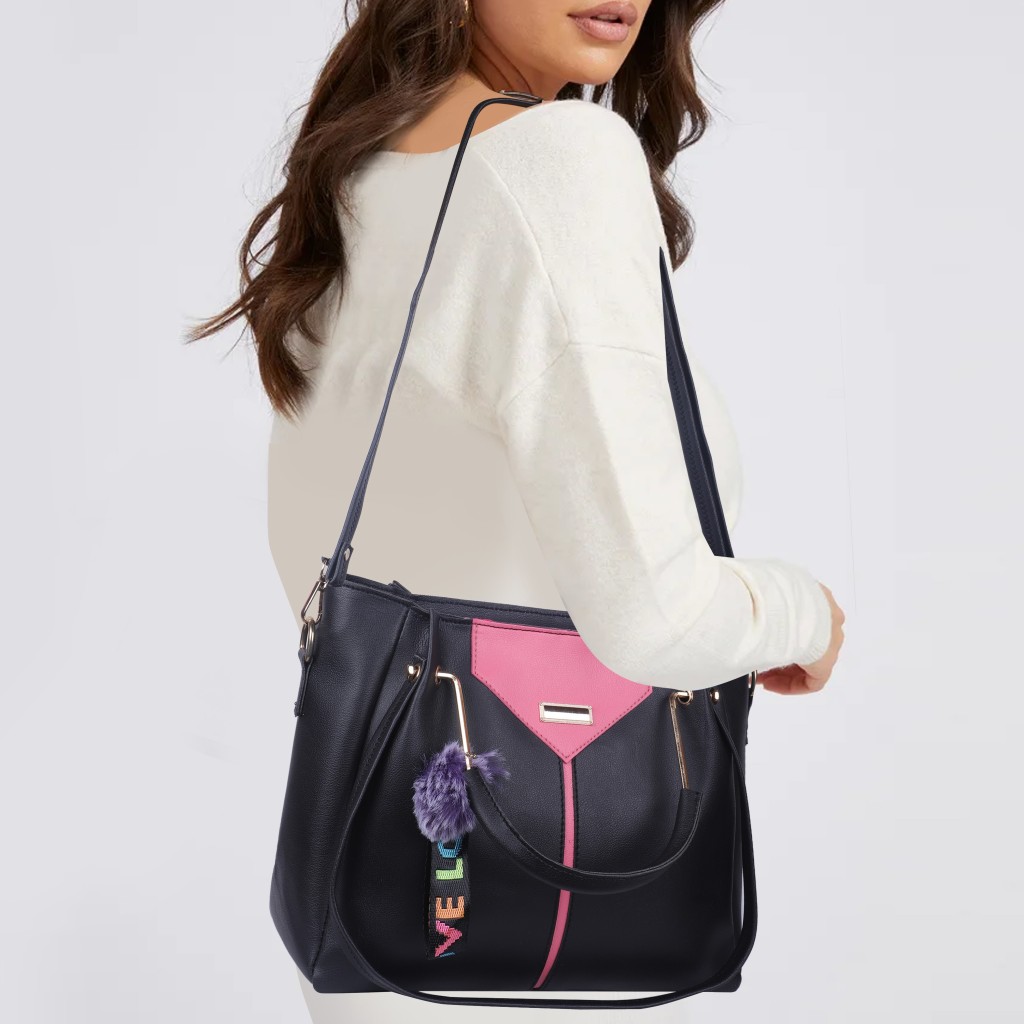 ShezelleWomen Black Hand-held Bag - Extra Spacious(Pack of: 5)