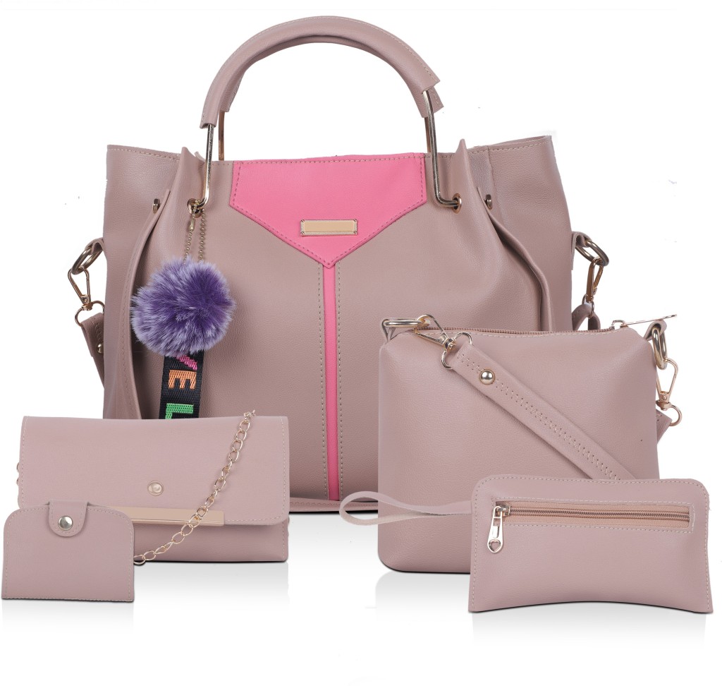 ShezelleWomen Beige Hand-held Bag - Extra Spacious(Pack of: 5)