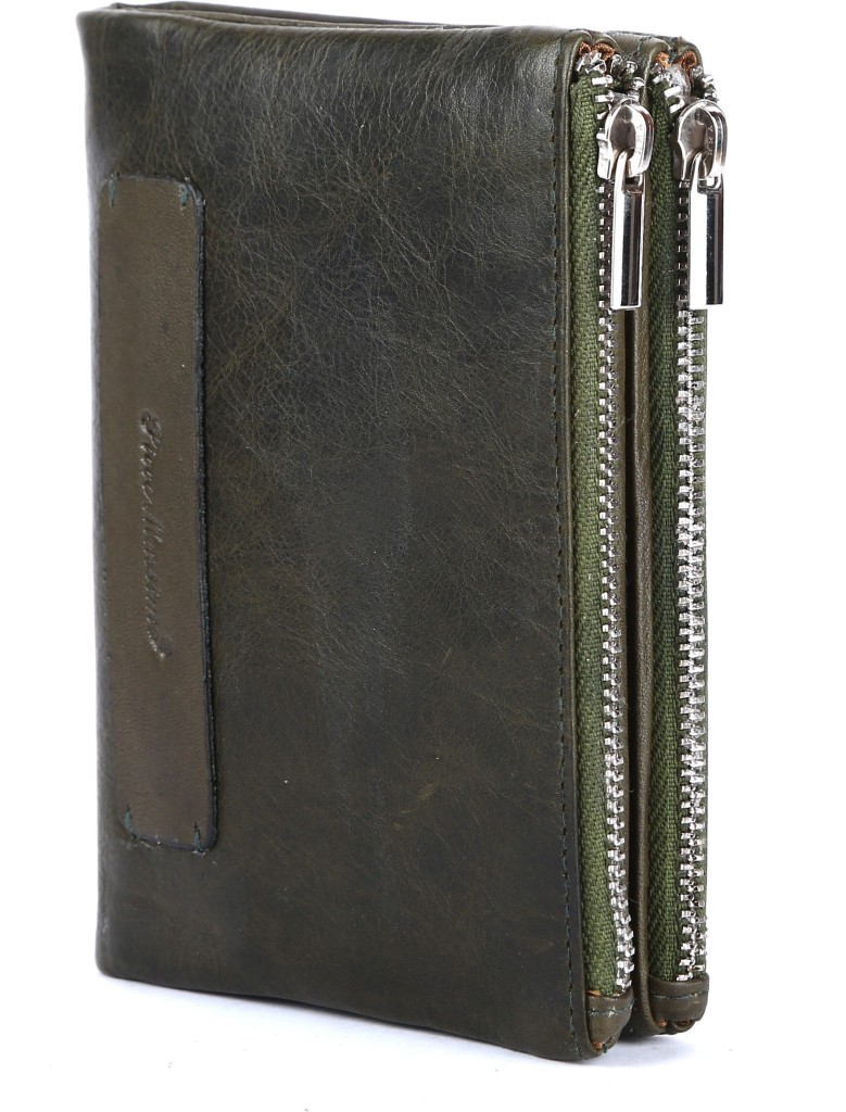 Picco MassimoWomen Green Genuine Leather RFID  Wallet - Mini(12 Card Slots)