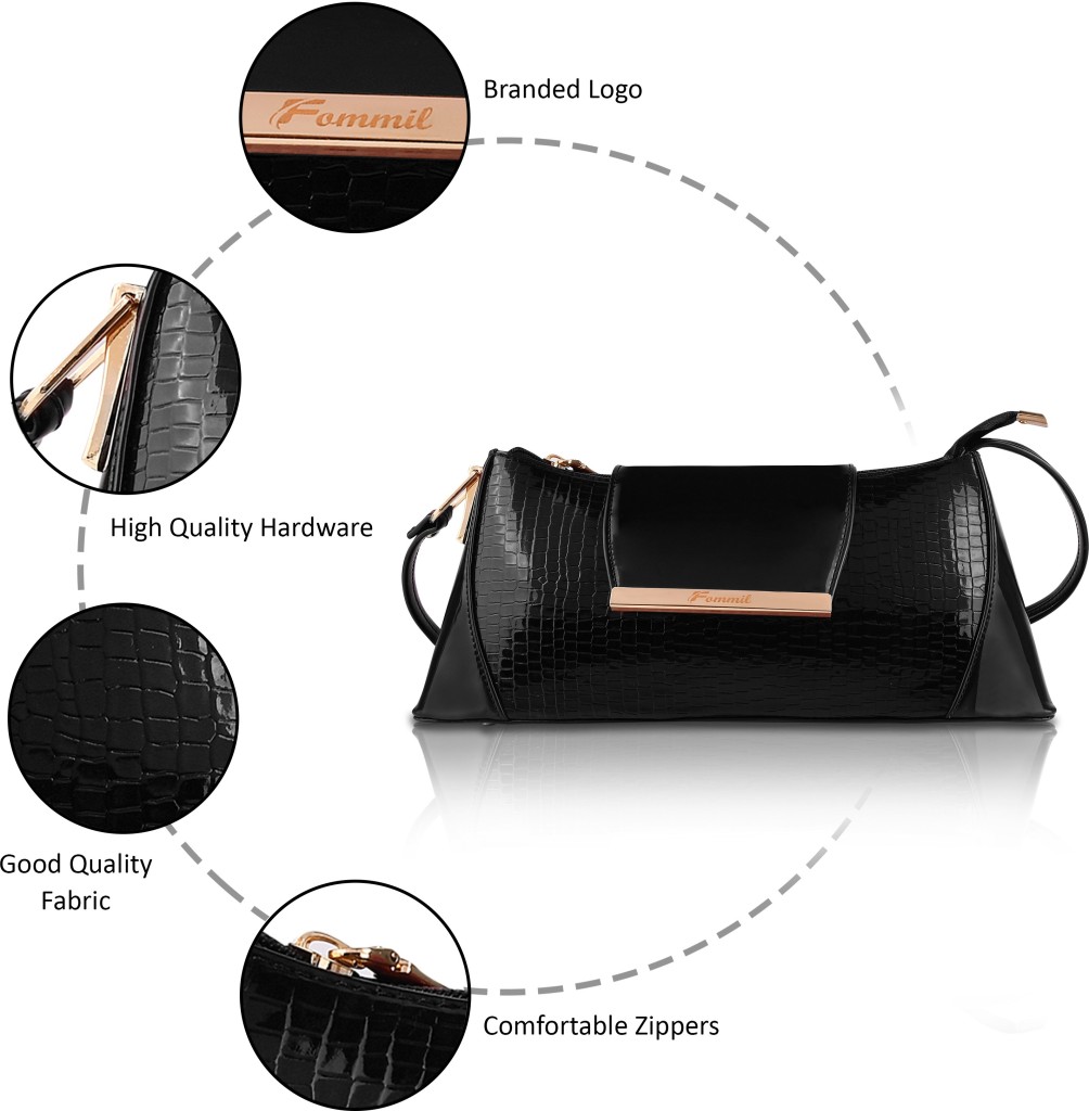 FOMMILBlack Women Shoulder Bag - Regular Size