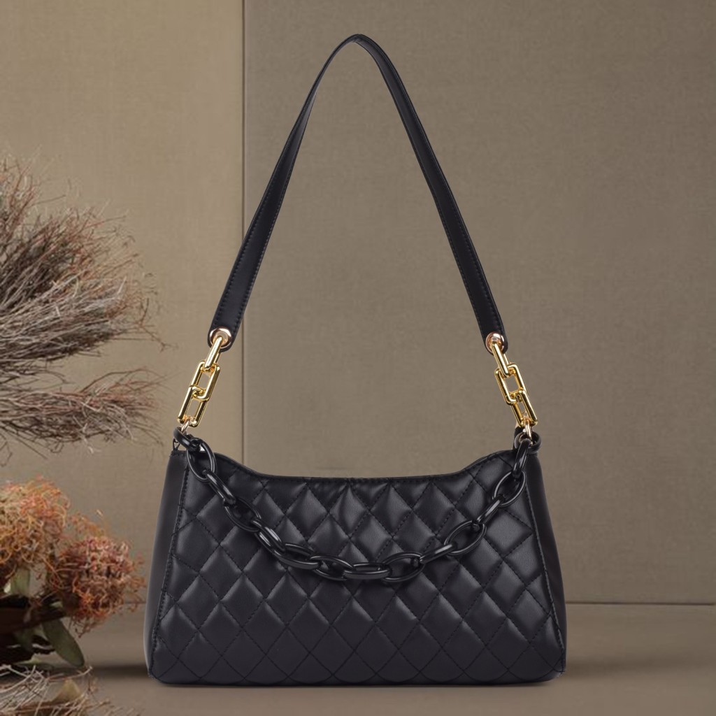 FOMMILWomen Black Shoulder Bag - Regular Size